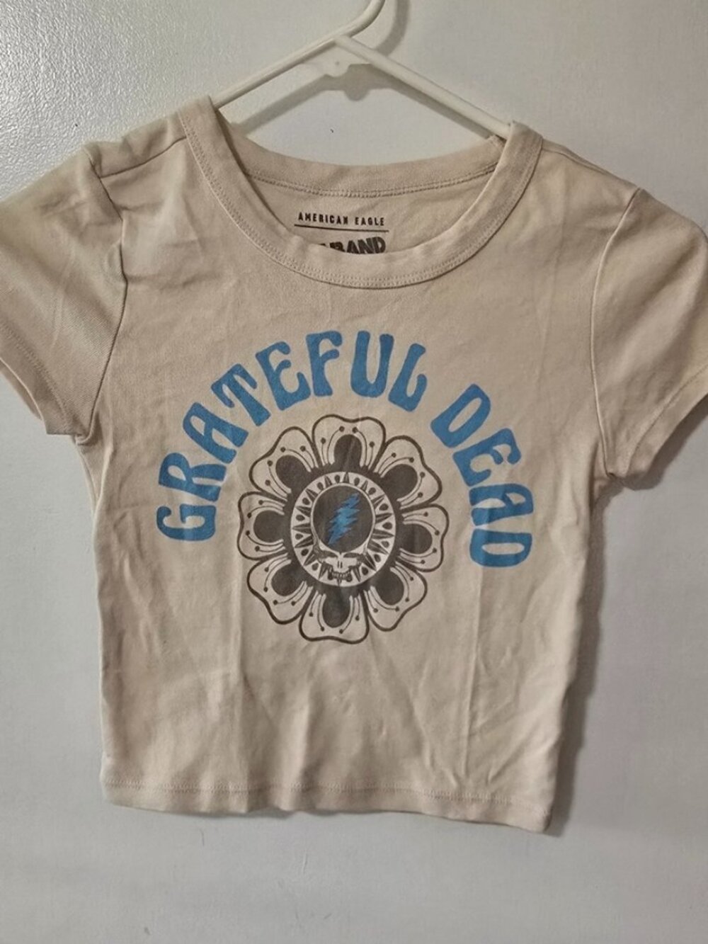 Crop Tee Women’s Small Beige Graphic Band Shirt